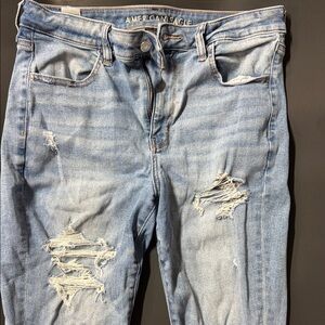 American Eagle Outfitters Light Blue Ripped High Rise Jeans
